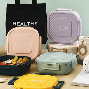 Nouvelle boîte à lunch carrée en plastique, 3 compartiments, chauffable, portable, pour étudiants, contenant à fruits, collation, soupe - Product Image 5