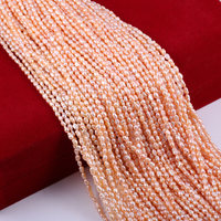 Perles de culture d'eau douce naturelles de style tendance 2*3mm 3*4mm 4*5mm en forme de riz, roses, blanches et violettes