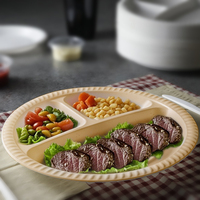 Boîte à lunch biodégradable en forme de coquille, emballage pour la restauration rapide, micro-ondable, conteneur alimentaire à 3 compartiments, assiette jetable pour restaurant