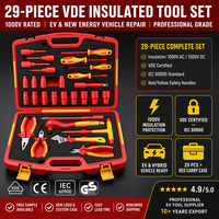 Ensemble d'outils professionnels isolés VDE 1000V en acier au chrome-vanadium avec mallette rigide pour réparation de véhicules électriques, tournevis et pinces