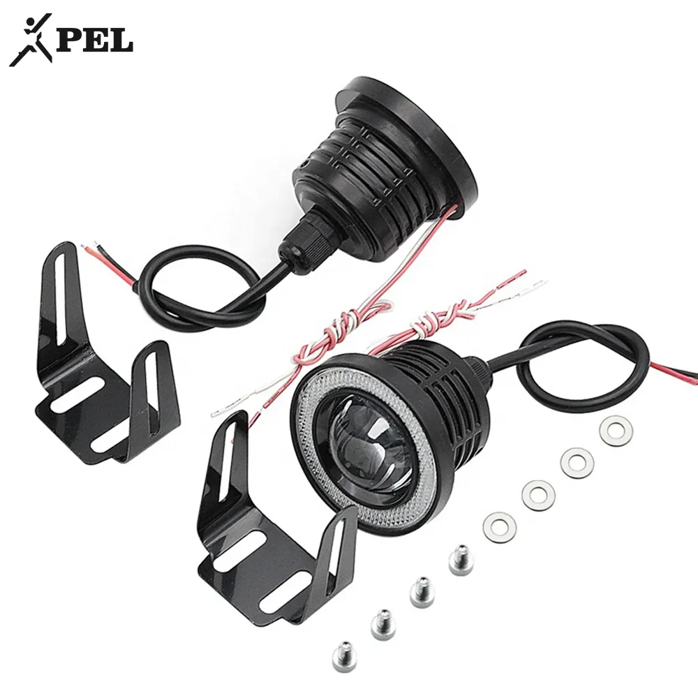 PEL universel COB LED voiture antibrouillard Halo ange yeux anneaux DRLBlanc vert ambre 12V route antibrouillard