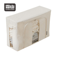 SHIMOYAMA Boîte de rangement portable en tissu transparent pour literie, pliable, pour vêtements, couettes et draps, avec poignée