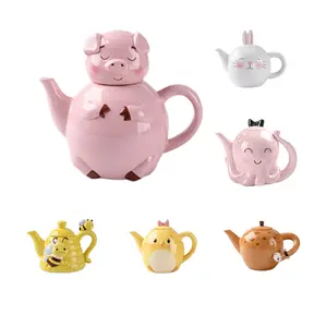Custom Ceramic Animal Tea pot ,3D animal Sculpture Teapots , Handcrafts Mushroom Honeycomb Creative Teapot set
