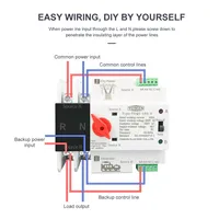 Commutateur de transfert automatique monophasé industriel 2P 6 KA, contrôleur ATS 63A 100A 125A 230V double alimentation