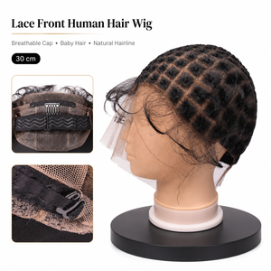Parrucca Lace Front in <span class=keywords><strong>Capelli</strong></span> Umani Vergini Brasiliani Premium con Baby <span class=keywords><strong>Hair</strong></span> e Cappuccio Traspirante per Donne di Colore - Product Image 1