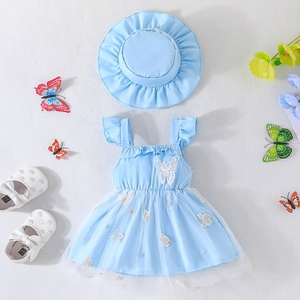 <strong>New</strong> <strong>Arrival</strong> <strong>Cute</strong> Baby Dress + Hat Girl Flying Sleeve <strong>Skirt</strong> 2 Piece Baby Clothing Sets