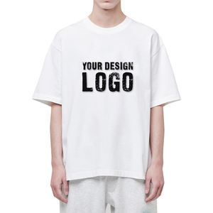 Camiseta de Hombre de Moda Americana, Media Manga, Cuello Pequeño, Holgada, Personalizada, de Algodón Lavado, Hombros Caídos, Tallas Grandes - Product Image 2