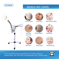 BOWKET 2 en 1 Vaporisateur Facial Chaud à Jet avec Lampe Loupe 5X pour Salon Sauna Professionnel Vaporisateur Ozone