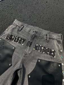 ملابس الشارع الأنيقة ، جينز بقياسات مخصصة للرجال ، ملابس الشارع العتيقة ، سراويل الجينز الفضفاضة للرجال ، سراويل الجينز القصيرة للرجال - Product Image 4