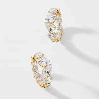 Boucles d'oreilles créoles Xinyun tendance en argent 925 plaqué or avec pierres précieuses multiformes pour mariages et cadeaux de fête