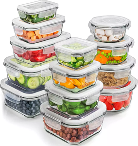 Glass Container Set BPA Free Airtight Freezer Oven Safe Meal Prep Glass Food Storage Containers Lunch Bento Box Set With Locking Lids
