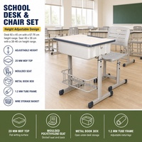 Ensemble Chaise et Pupitre Scolaire Simple ou Double au Design Moderne – Mobilier Populaire pour Salles de Classe du Lycée, Fabriqué en Métal Écologique