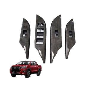 Plaques de seuil de porte en fibre de carbone pour Toyota Hilux 2015-2024, finition noire brillante, panneau de garniture intérieure en ABS - Product Image 2