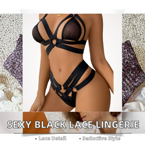 Женский черный комплект нижнего белья: новейший, сексуальный, для зрелых женщин, европейский стиль, хит продаж, эротический, с кружевной отделкой, из спандекса/полиэстера, экологичный - Product Image 2