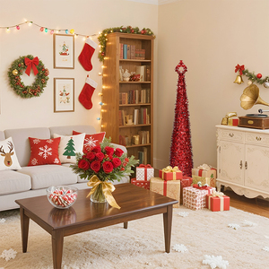 <span class=keywords><strong>Sapin</strong></span> <span class=keywords><strong>de</strong></span> Noël artificiel fin <span class=keywords><strong>de</strong></span> 150 cm en guirlande rouge, décoration <span class=keywords><strong>de</strong></span> fête pour la maison <span class=keywords><strong>et</strong></span> les événements - Product Image 1