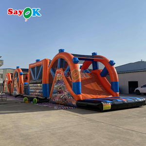 Commercio all'ingrosso bambini tunnel gonfiabile rimbalzante ostacolo di regata grande enorme bouncer percorso ad ostacoli - Product Image 4