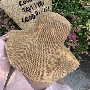 Chapeau cloche en papier raphia fin pour femmes, fait à la main au crochet, pliable, à large bord, chapeau floppy <span class=keywords><strong>capeline</strong></span> - Product Image 3