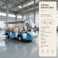 Bus électrique de tourisme 11 places avec sièges de bus, 72V 4KW AC, autonomie 80-100km, pour transport en navette d'hôtel