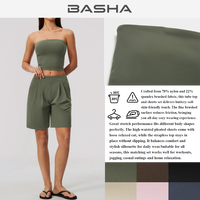 BASHAsports Ensemble 2 pièces pour femme : Haut bustier et short plissé taille haute, tenue de sport décontractée pour la gym, le fitness et le quotidien