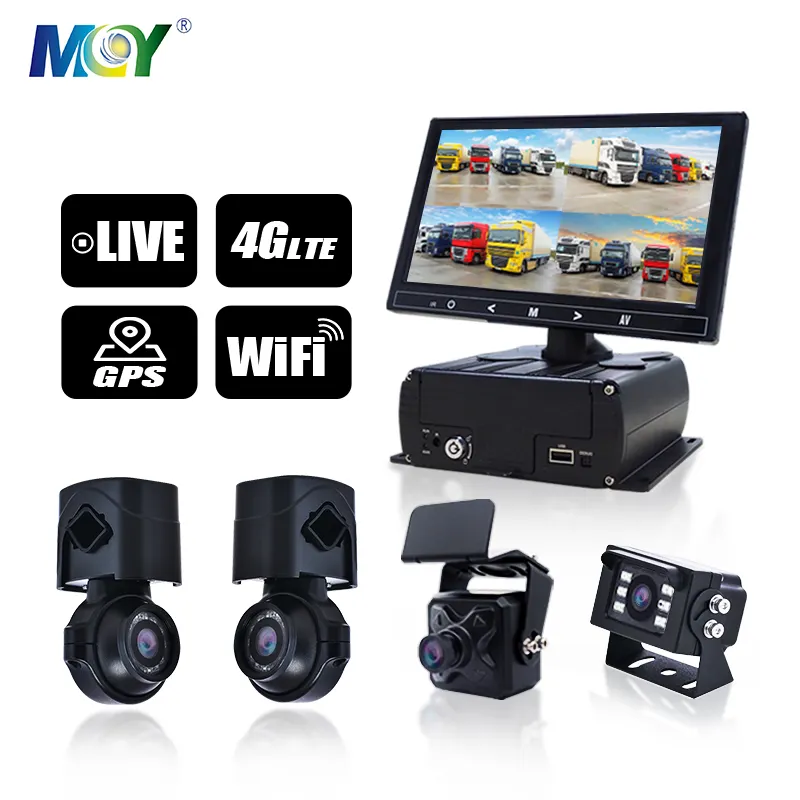 CMS gratuito Full API 12V DC Hdd Car Dvr Recorder 4G 5G Gps Remote Live Video Mdvr 4 Camera H.264 Dvr per camion logistica Bus