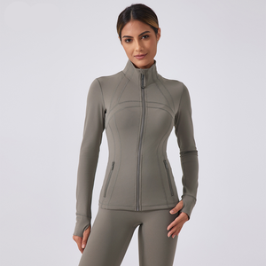Nieuwe dames yogajacket voor hardlopen, fietsen en sport, ademend, lichtgewicht, vochtregulerend, lange mouwen, regular fit, opstaande kraag - Product Image 6