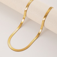 Chaîne plate en acier inoxydable MW, style hip-hop, fine, à maillons serpent, simple, unisexe, plaquée or 18 carats