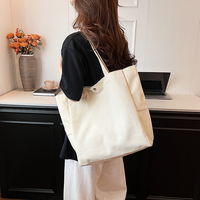 Sac fourre-tout en toile réutilisable de couleur unie, personnalisable avec logo, grande capacité, durable, pour le shopping, les voyages et l'usage quotidien