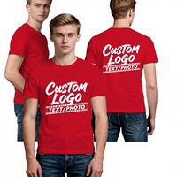 Custom Printed Breathable Premium Quality Men's Red O-Neck Short Sleeve T-Shirt with Logo Text Photo Design Casual Jersey Cotton