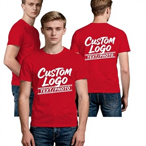 Custom Printed Breathable Premium Quality Men's Red O-Neck Short Sleeve T-Shirt with Logo Text Photo Design Casual Jersey Cotton - Product Image 1