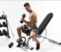 Chaise de fitness multifonctionnelle pliable en métal pour la maison, banc d'haltères, équipement d'exercice pour sit-ups et paires de poids à câble