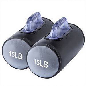 Paire d'haltères portables réglables en acier léger recouvertes de caoutchouc, 30 lb, remplissables d'eau, pour le remodelage musculaire - Product Image 1