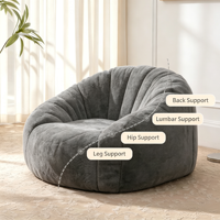 Fauteuil pouf convertible 2 en 1 sans accoudoirs avec dossier