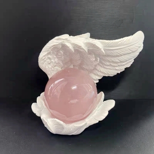 Fourniture en gros ailes d'ange ailes de plumes Base de boule en résine artisanat en cristal - Product Image 4