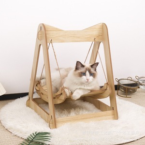 Hamac pour chat en bois massif, lit suspendu, panier pour chat de taille moyenne, meuble durable pour animaux de compagnie - Product Image 1