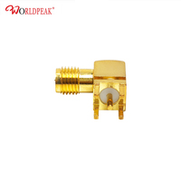 Connecteur RP-SMA femelle à angle droit pour carte PCB, 50 ohms, polarité inversée pour module sans fil