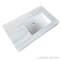Cammy Stone – Grand lavabo mural en marbre bleu cristal, design moderne et durable, idéal pour ferme, hôtel, appartement, salle de bain, hôpital