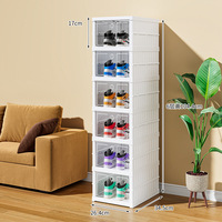 YOUALL Boîte de rangement à chaussures pliable et empilable en PP brillant, carrée, 3 couches, multifonctionnelle, gain de place, pour salle de bain et salon