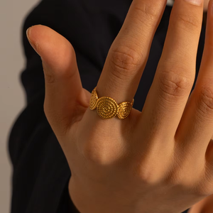 N & S 18K or acier inoxydable corde torsadée texturé spirale anneau ouvert femmes réglable tressé cercle Design bijoux - Product Image 4