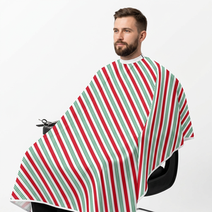 Capa de Barbero Personalizada con Rayas de Bastón de Caramelo Navideño, Impermeable, para Salón de Peluquería, Capa Profesional para Estilistas, Capa Festiva - Product Image 2