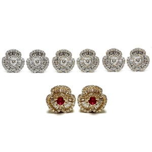 KOK Chine prix d'usine précieux bijoux exportateur 18k solide or blanc véritable Baguette diamant trèfle boucles d'oreilles pour femme - Product Image 4