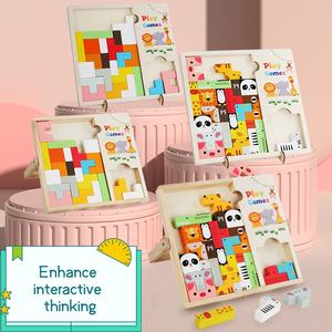 3D blocchi russi in legno Puzzle giocattolo educativo per bambini cartoni animati tutori Tangram Puzzle in materiale di legno - Product Image 5