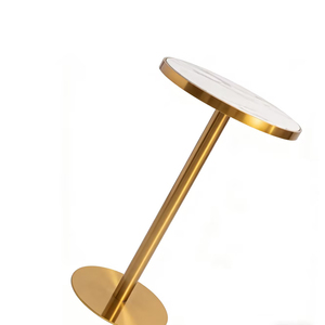Mesa de Cóctel de Lujo Moderna con Base Redonda de Acero Inoxidable Dorado y Tapa de Mármol Blanco Veteado para Bodas, Eventos al Aire Libre y Restaurantes - Product Image 2