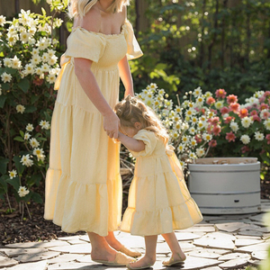 Hongbo per bambini vestito vintage a petto basso stile europeo elegante mamma e figlia vestito in tulle per bambini da 2 a 14 anni - Product Image 1