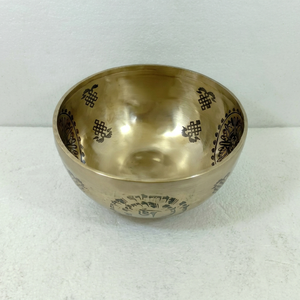 Bol chantant en bronze fait main avec motif Bouddha - Bol de méditation tibétain pour la guérison sonore, diamètre 18 cm, utilisation professionnelle pour le yoga - Product Image 1