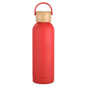 Minimalist Stainless Steel Vacuum Tumbler With Wooden Lid Travel <b>Bottle</b> Beige Color Double Wall Insulated 24 Hour Thermal - Product Image 5