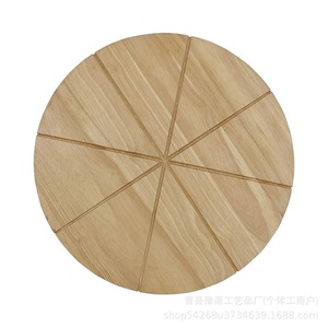 Tabla de Madera de Bambú Multifuncional para Pizza y Queso, con Cortador de Pizza de Doble Cara y 8 Ranuras, Bandeja Redonda de Madera - Product Image 4