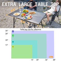 Table de camping pliable d'extérieur avec pieds réglables, table de camping légère en aluminium pliable avec sac de transport