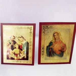 Cadre photo en bois massif doré KOMI, décoration de table, portrait religieux de la Vierge Marie et de sa famille, pour artisanat à domicile - Product Image 1