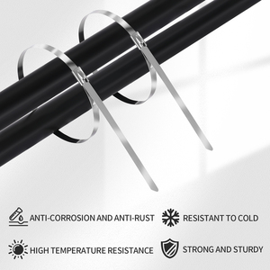 روابط كابلات ذاتية القفل من الفولاذ المقاوم للصدأ <span class=keywords><strong>304</strong></span> من GATI، 10 مم × 350 مم، غير مطلية، 100 قطعة/كيس - Product Image 3