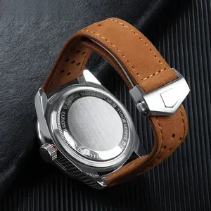 Bracelet en cuir de vachette respirant 20 mm 22 mm 24 mm pour étiquettes <span class=keywords><strong>Heuer</strong></span> pour Carrera <span class=keywords><strong>Monaco</strong></span> F1 Bracelet de montre Bracelet givré Accessoires pour hommes - Product Image 4
